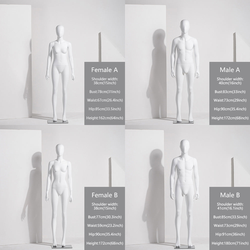 Jelimate High Quality Teenage Male Female Full Body Mannequin,Clothing Shop White Dress Form Model,Window Dress Form Dummy Clothing Display Model
