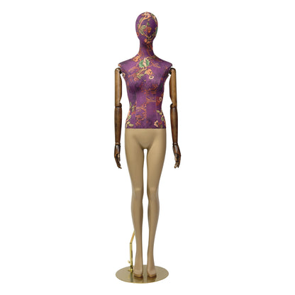 Jelimate Luxury Mannequin Full Body Dress Form,Clothing Shop Female Display Dress Form With Wooden Arms,Upper Body Fabric Wrapped Lower Body Painting Leg