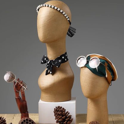 Jelimate Brown Kraft Paper Mannequin Head Dress Form,Wig Display Head Mannequin Jewelry Display Stand Sunglasses Holder,Wig Head Manikin Jewelry Ornaments Headband Headphone Scarf Hat Display Head Model