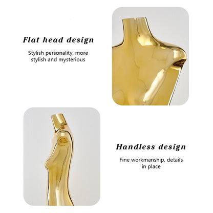 Jelimate High Quality Electroplated Female Mannequin Torso Without Head,Women Dress Form Flat Shoulder Model,Window Display Adult Clothing Dress Form Props