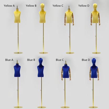 Jelimate Child Half Body Mannequin Dress Form,Colorful Velvet Mannequin Torso With Wooden Arms,Window Display Kid Display Model,Clothing Store Fashion Baby Dress Form Mannequin,Unisex Child Torso Mannequin Clothing Display Model