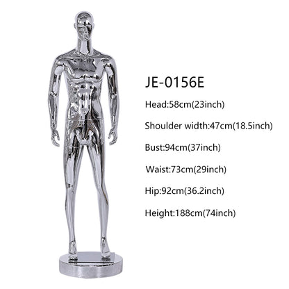 Jelimate High Quality Mirror Silver Male Mannequin Full Body,Boutique Men Dress Form for Window Display,Clothing Display Mannequin Torso Chrome Dummy