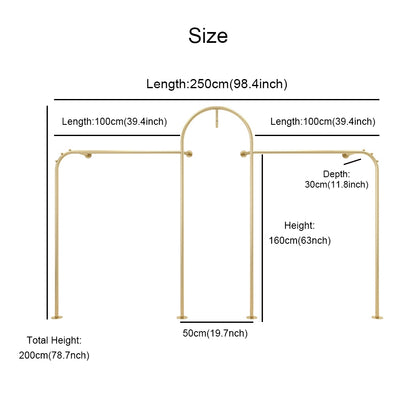 Jelimate 200cm Height Arch Gold Clothing Display Rack,Shop Decoration Boutique Store Furniture Hanging Clothing Shelf,Wall Clothing Display Stand Clothes Hanger