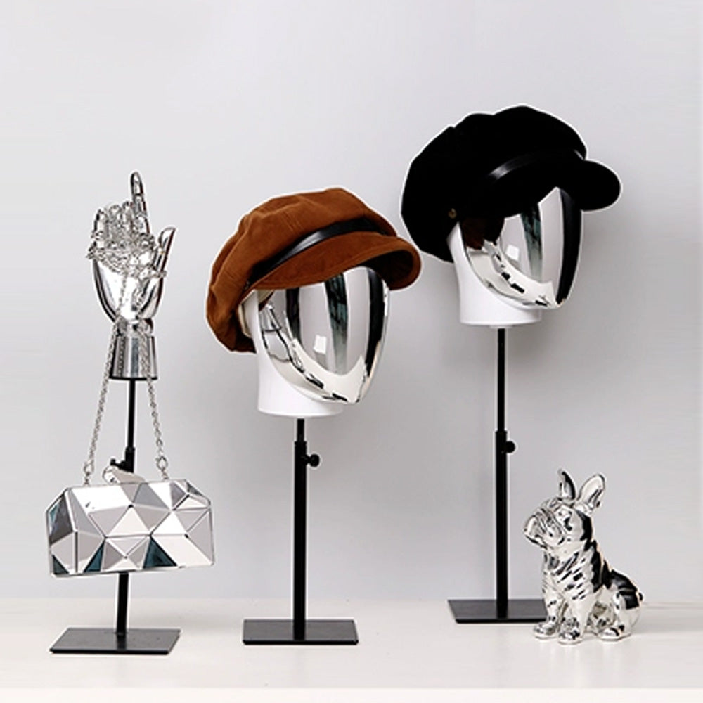 Jelimate High End Silver Gold Mannequin Head Stand Window Display Golden Chrome Mannequin Hand Hat Holder Wig Head Dress Form