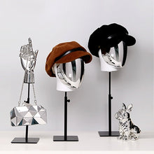 Load image into Gallery viewer, Jelimate High End Silver Gold Mannequin Head Stand,Window Display Golden Chrome Mannequin Hand,Hat Holder Wig Head Dress Form
