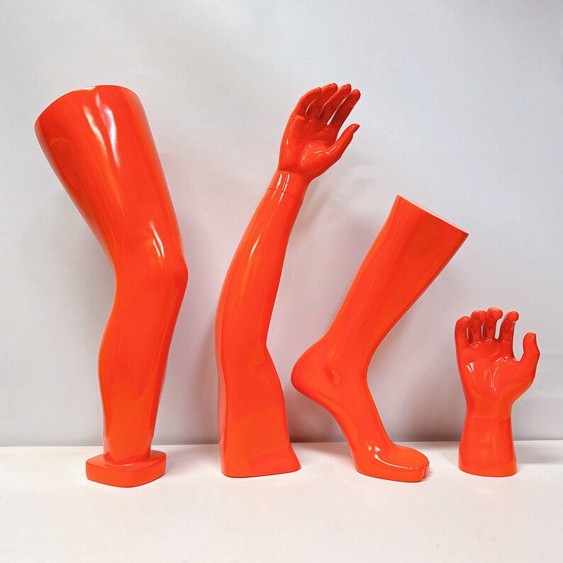 Jelimate Window Display Male Mannequin Hand,Knee,Arm And Foot Protector Props,Fiberglass Orange Sport Mannequin For Glove Shoe Sock Display,Male Torso Mannequin Fitness Model Men Dress Form