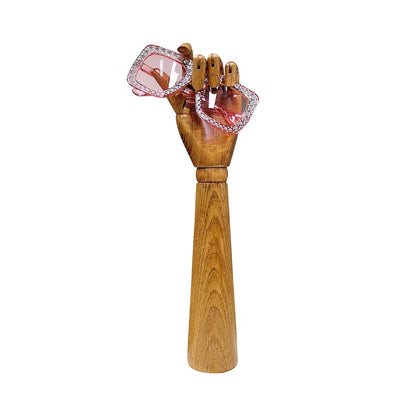 Jelimate Natural Wood Color Red Brown Black Wooden Hand Mannequin,Flexible Fingers Sunglasses Jewelry Display Mannequin Hand Model,Home Decoration Hand Dress Form Ring Display Stand