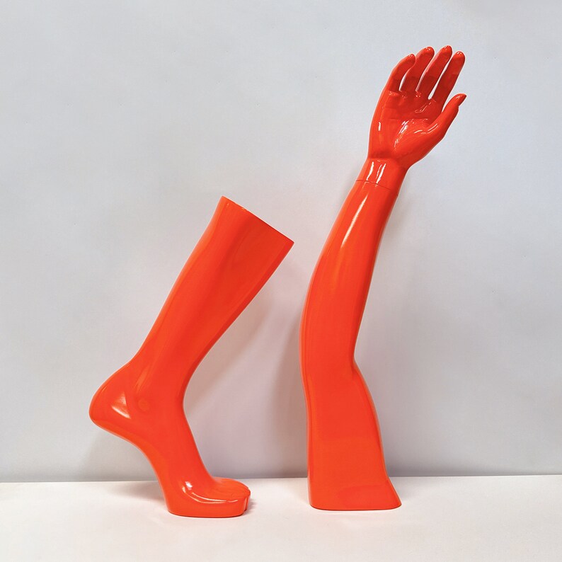 Jelimate Window Display Male Mannequin Hand,Knee,Arm And Foot Protector Props,Fiberglass Orange Sport Mannequin For Glove Shoe Sock Display,Male Torso Mannequin Fitness Model Men Dress Form