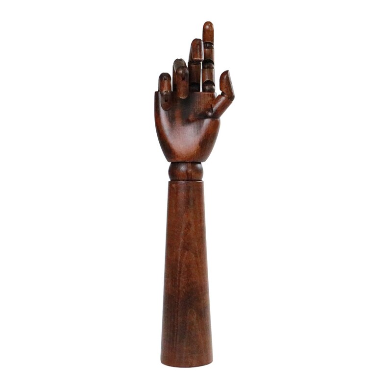 Jelimate Natural Wood Color Red Brown Black Wooden Hand Mannequin,Flexible Fingers Sunglasses Jewelry Display Mannequin Hand Model,Home Decoration Hand Dress Form Ring Display Stand