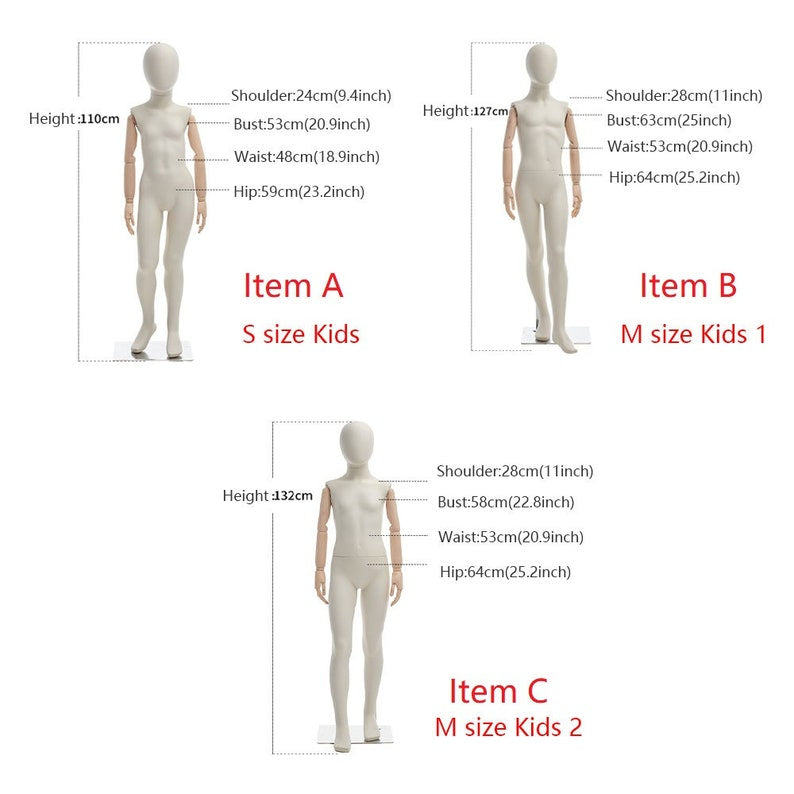 Jelimate Luxury Kid Full Body Mannequin With Wooden Arms,Beige White Painting Child Full Body Dress Form Model,Clothing Store Kid Dress Form Baby Mannequin