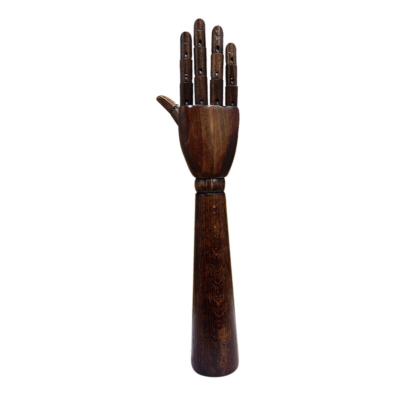 Jelimate Natural Wood Color Red Brown Black Wooden Hand Mannequin,Flexible Fingers Sunglasses Jewelry Display Mannequin Hand Model,Home Decoration Hand Dress Form Ring Display Stand