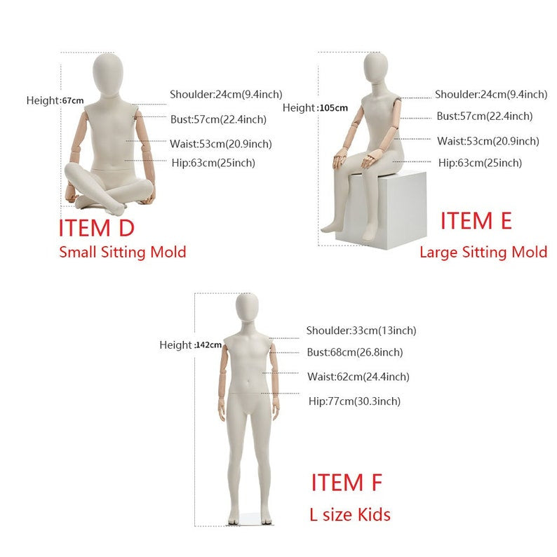 Jelimate Luxury Kid Full Body Mannequin With Wooden Arms,Beige White Painting Child Full Body Dress Form Model,Clothing Store Kid Dress Form Baby Mannequin