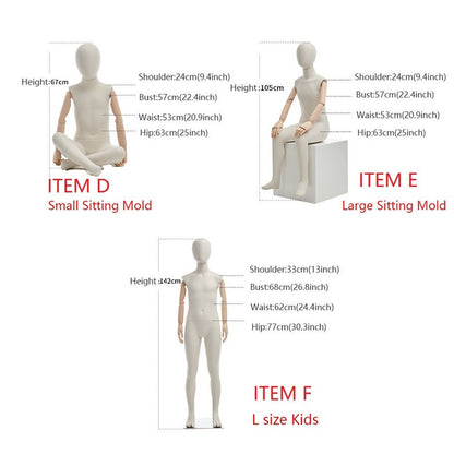 Jelimate Luxury Kid Full Body Mannequin With Wooden Arms,Beige White Painting Child Full Body Dress Form Model,Clothing Store Kid Dress Form Baby Mannequin