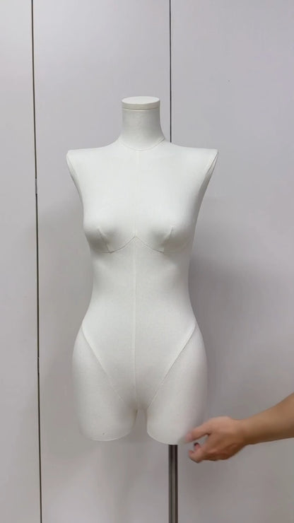 Jelimate Popular Female Beige Linen Mannequin Full Body,Linen Dress Form Window Display Mannequin Torso,Clothing Dress Form Flat Shoulder Model Props