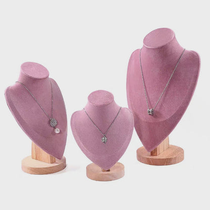 Jelimate High End Pink Velvet Necklace Display Bust,Luxury Jewellery Stand Jewelry Display Bust Necklace Holder,Jewelry Store Jewelry Display Stand