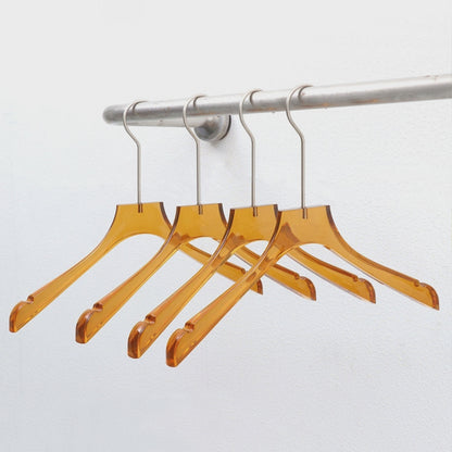 Jelimate High Quality Acrylic Pant Clothing Hanger,Clear Yellow Clothes Trousers Shirt Hanger for Garment Rack,Wedding Dress Hanger with Silver Hook