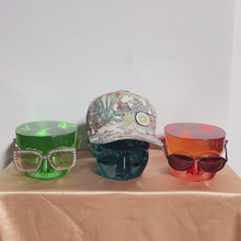Load and play video in Gallery viewer, Jelimate Colorful Clear Male Mannequin Head Stand,Glasses Display Stand Sunglasses Holder Display Head Form Sunglasses Storage Rack JMCH01
