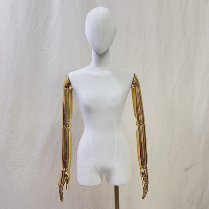 JELIMATE Female Half Body Mannequin Dress Form Adjustable,Colorful Velvet Mannequin Torso With Silver Gold Hand,Female Body Mannequin Lady Display Form Clothing Display Model