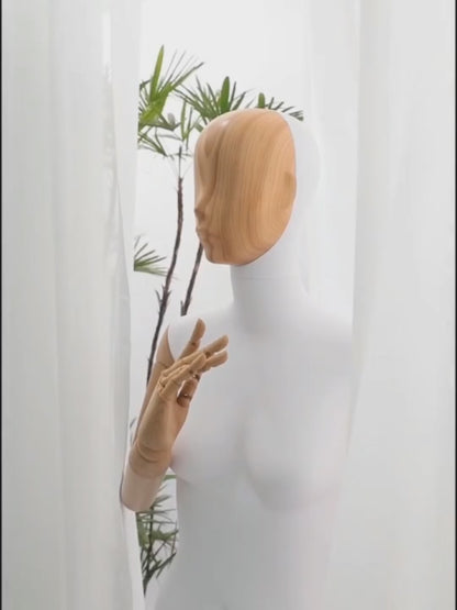 Jelimate High End Female Dress Form Mannequin Full Body,Clothing Store Clothing Display Model with Wood Grain Head,Adult Women Dummy Plastic Wooden Arms