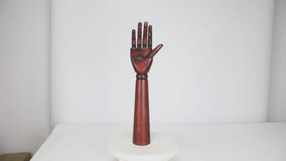 Jelimate Natural Wood Color Red Brown Black Wooden Hand Mannequin,Flexible Fingers Sunglasses Jewelry Display Mannequin Hand Model,Home Decoration Hand Dress Form Ring Display Stand