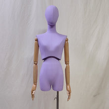 Load and play video in Gallery viewer, Jelimate Luxury Twist Waist Female Display Mannequin Torso Stand,Clothing Store Colorful Linen Fabric Mannequin Body,Window Display Dress Form Torso
