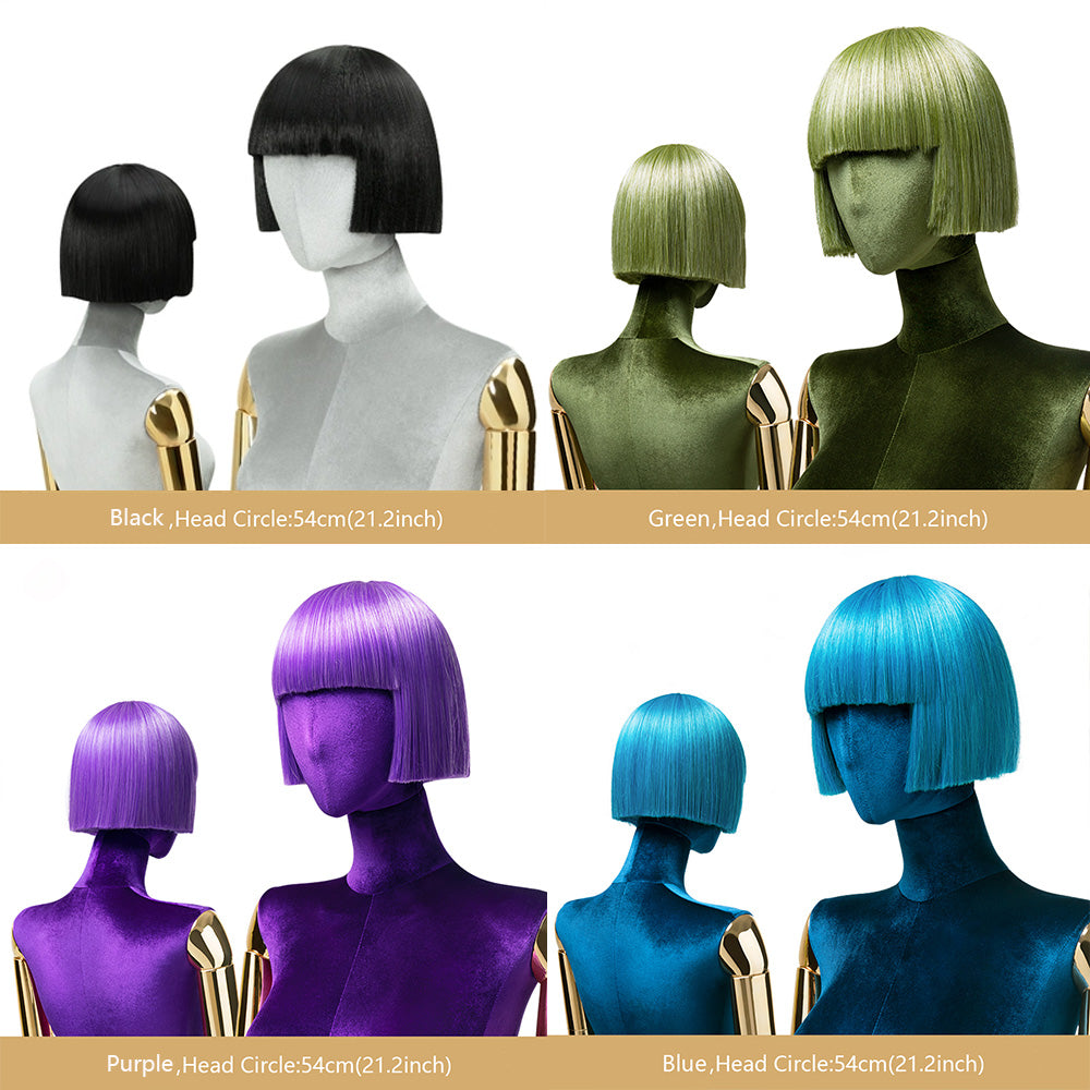 Jelimate Luxury Colorful Velvet Mannequin Torso,Female Mannequin Full Body Half Body Dress Form for Clothing Display Bust Model,Gold Arms Manikin Head For Wigs