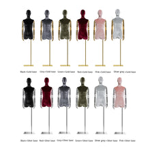 Load image into Gallery viewer, Male Half Body Display Dress Form Velvet Fabric Mannequin Torso With Silver Gold Hands Fashion Window Wig Clothing Mannequin Head Manikin
