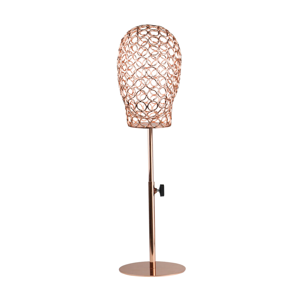 Jelimate Female Gold Rose Gold Gun Black Wire Mesh Head Mannequin Head Dress Form Headband Cap Hat Hair Wig Display Head Model Props
