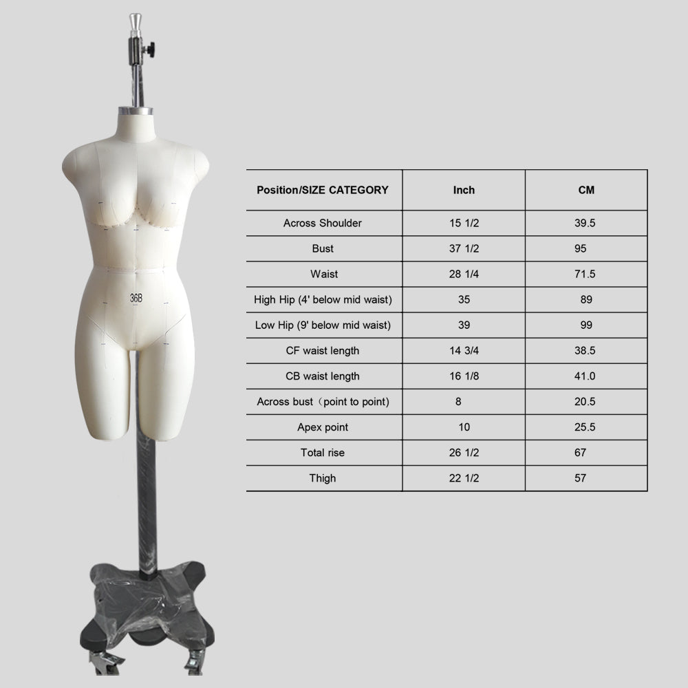 Plus Size Hanging Half-leg Female Cloth Mannequin Torso: Size 16