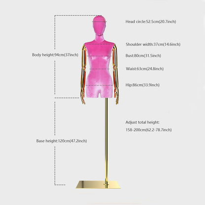 Jelimate Luxury Half Body Female Display Dress Form,Colorful Velvet Mannequin Torso,Window Display Gold Mannequin Hand,Manikin Head For Wig