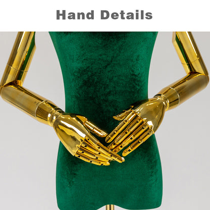 Jelimate Colorful Velvet Display Mannequin Torso Female,Velvet Dress Form With Gold Silver Hand,Window Display Wedding Dress Clothing  Dress Form