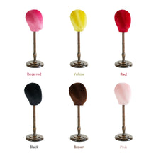Load image into Gallery viewer, Female Colored Velvet Fabric Mannequin Head Hat Hair Jewelry Wig Display Head Mannequin Head Stand Head Block Manikin Head Kit
