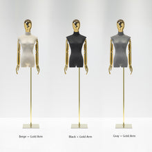 Load image into Gallery viewer, Jelimate Clothing Display Mannequin Female Body with Silver Gold Hand Head Manikin Adjustable Colorful Velvet Mannequin Torso Display Dress Form For Sewing
