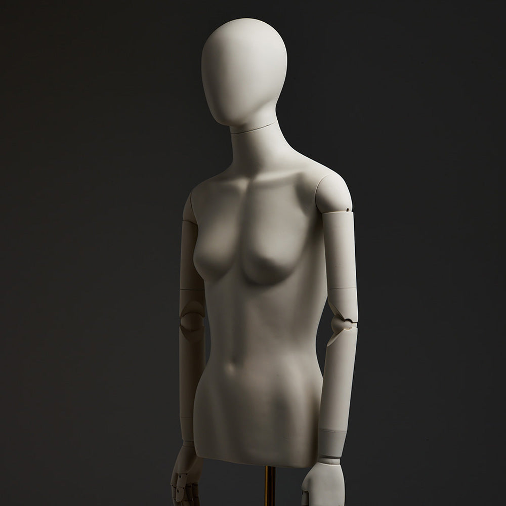Jelimate Half Body Male Female Display Mannequin Dress Form,Ivory White Bust Mannequin Torso Display Dummy,Store Window Women Men Clothing Display Model