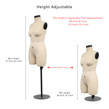 Load image into Gallery viewer, Jelimate Size 6 Female Plus Size Dress Form With Soft Arms,Lingerie Bust Mini Tailor Mannequin Half Scale Dress Form For Sewing, 1:2 Scale Women Plus Size Mannequin Dressmaker Dummy
