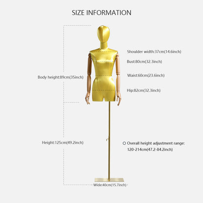 Jelimate Half Body Female Mannequin Torso Dress Form,Satin Fabric Mannequin Torso With Wooden Hands,Women Upper Torso Mannequin For Clothes Model,Clothing Boutique Store Window Display Mannequin