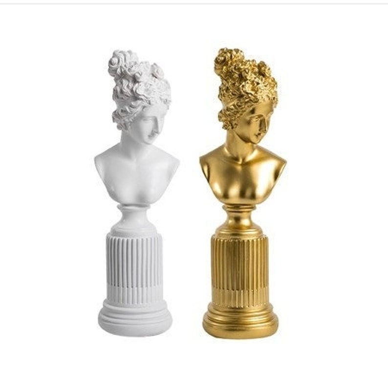 Venus White Bust Statue Mannequin,Wine Cabinet Ornaments Sculpture,Creative Figure Artwork for Living Room /Office Decoration