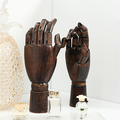 Jelimate Vintage Female Male Mannequin Hand Wooden Hands,Left Right Hand Model Wood Mannequin Hand,Movable Human Artist Manikin Hand,Shop Home Decor Gloves Ring Jewelry Display Hand Form