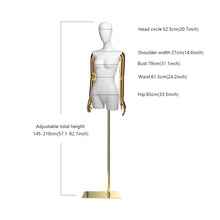 Load image into Gallery viewer, Jelimate Luxury Black White Grey Female Mannequin Torso Silver Gold Arms,Half Body Painting Mannequin Display Dummy,Wedding Dress Clothing Display Dress Form
