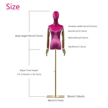 Load image into Gallery viewer, Jelimate Colorful Velvet Display Mannequin Torso Female,Velvet Dress Form With Gold Silver Hand,Window Display Wedding Dress Clothing  Dress Form
