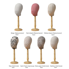 Load image into Gallery viewer, Female Mannequin Head with Wooden Stand, Luxury Fabric Head Mannequin, Hair Hat Wig Display Stand,Hat Block, Hat Holder,Manikin Head Kit
