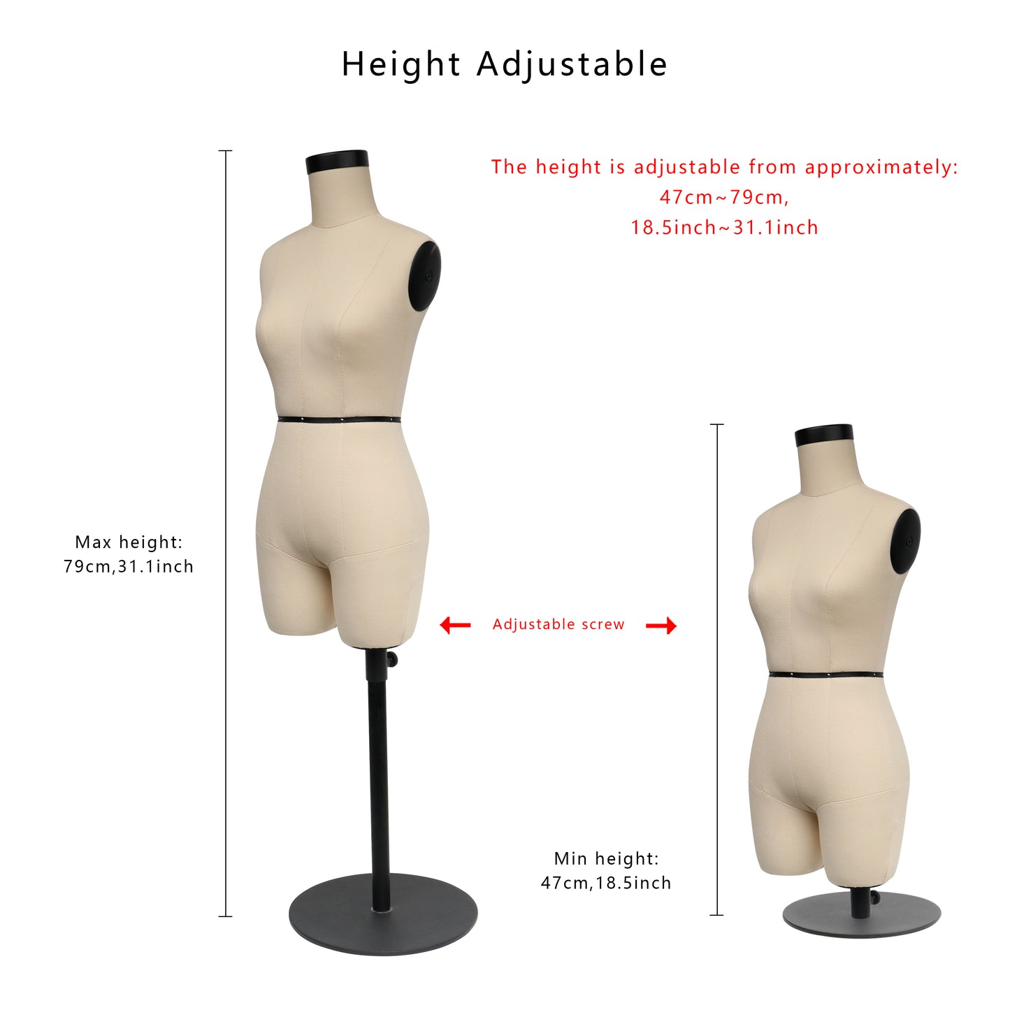 Jelimate Size 6 Female Half Scale Dress Form For Sewing,Mini Tailor Mannequin for Fashion Designer Pattern Making,Miniature Women Sewing Mannequin for Fashion School Draping Mannequin