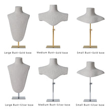 Load image into Gallery viewer, Necklace Mannequin Stand, Bust Dress Form With Adjustable Metal Base, Scarf Holder Upper Torso Mannequin Jewelry Display Bust
