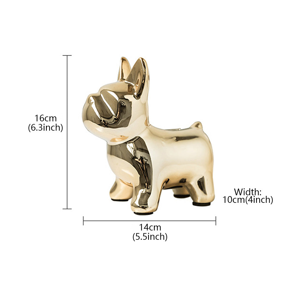Jelimate Nordic Electroplating Dog Mannequin Pet Ornament Colorful Animal French Bulldog Puppy Piggy Bank European Luxury Living Room Study Hotel TV Wine Cabinet Office Home Decoration