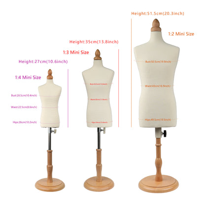 JELIMATE Half Scale Male Dress Form For Sewing,Fully Pinnable 1/2 Or 1/3 Or 1/4 Scale Miniature Men Sewing Mannequin for Pattern Making,Fashion Designer And Fashion School Used Mini Male Tailor Mannequin