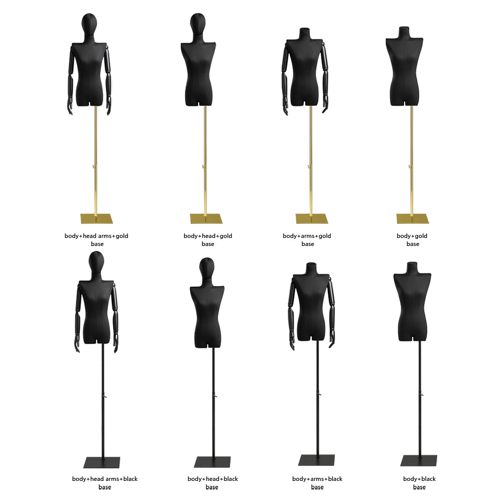 Half Body Female Display Dress Form Mannequin,Black Linen Fabric Manne –  JELIMATE