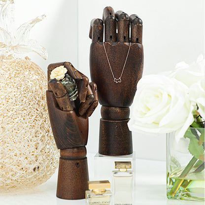 Jelimate Vintage Female Male Mannequin Hand Wooden Hands,Left Right Hand Model Wood Mannequin Hand,Movable Human Artist Manikin Hand,Shop Home Decor Gloves Ring Jewelry Display Hand Form