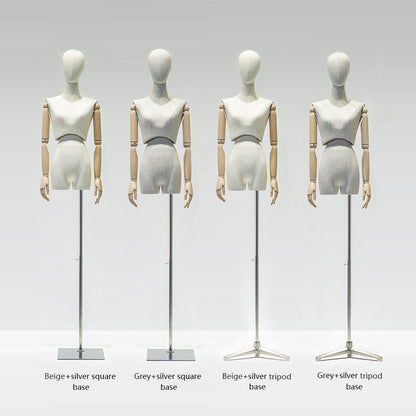 Jelimate Clothing Store Female Mannequin Torso With Wooden Arms,Slim Waist Women Half Body Mannequin Dress Form,Human Model Clothing Display Dress Form Torso