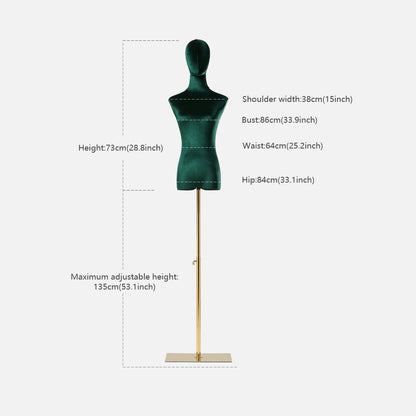 Jelimate Clothing Shop Female Torso Mannequin Dress Form Colorful Velvet Mannequin Torso Display Mannequin Female Body Clothing Display Dummy Wig Head Manikin