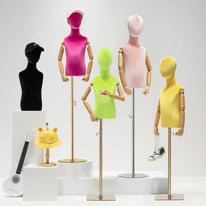 Jelimate Window Display Mannequin Torso Kid Dress Form,Colorful Velvet Dress Form Bust Model,Clothing Dress Form Baby Mannequin Dressmaker Dummy